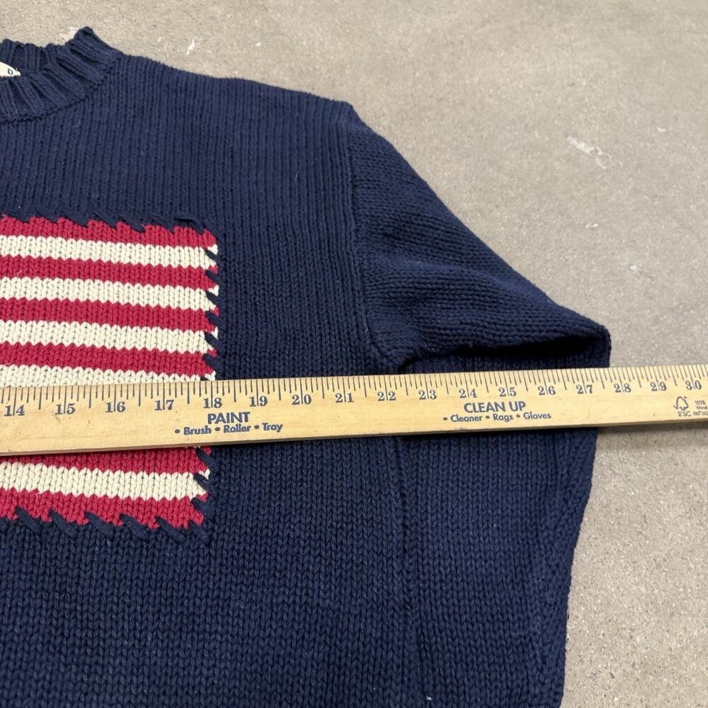 Vintage 90s American Flag Knit Cotton Raime Pullover Navy Sweater Womens Large - Picture 5 of 6